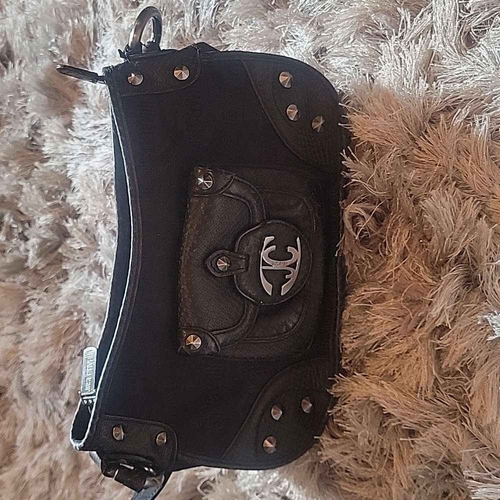 Roberto Cavalli shoulder vintage bag with metal studs and trimings